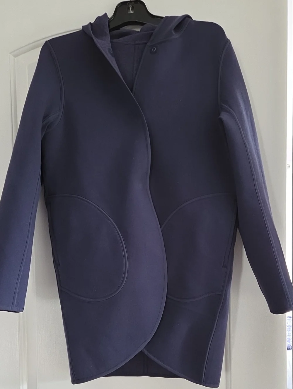 Lululemon City Bound Navy Blue Snap Wrap Reversible Hooded Jacket Size Small
